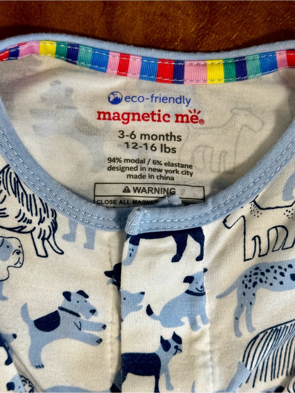 EUC Magnetic Me Footie, Blue and White dogs, 3-6 months - Picture 2 of 9
